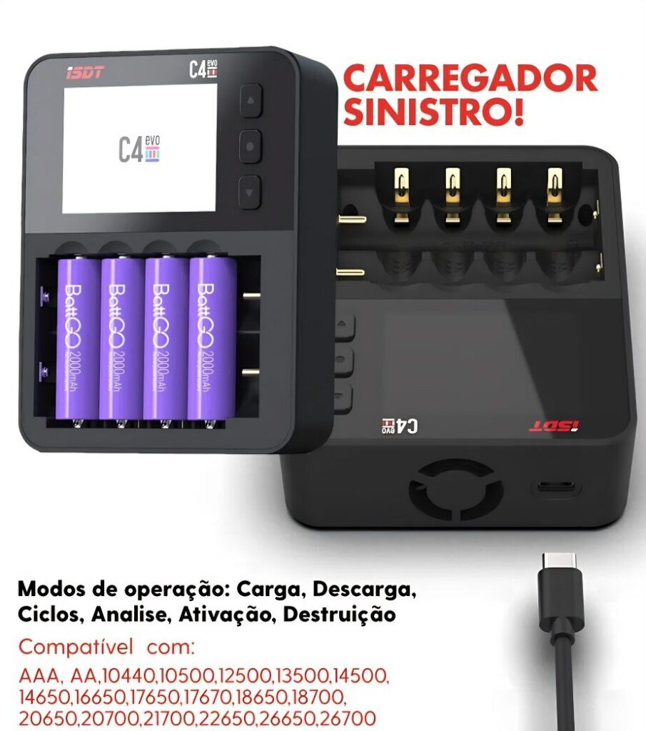 Carregador de Pilhas Inteligente - ISDT - C4 Evo - 6 Channels - COD:LND ...