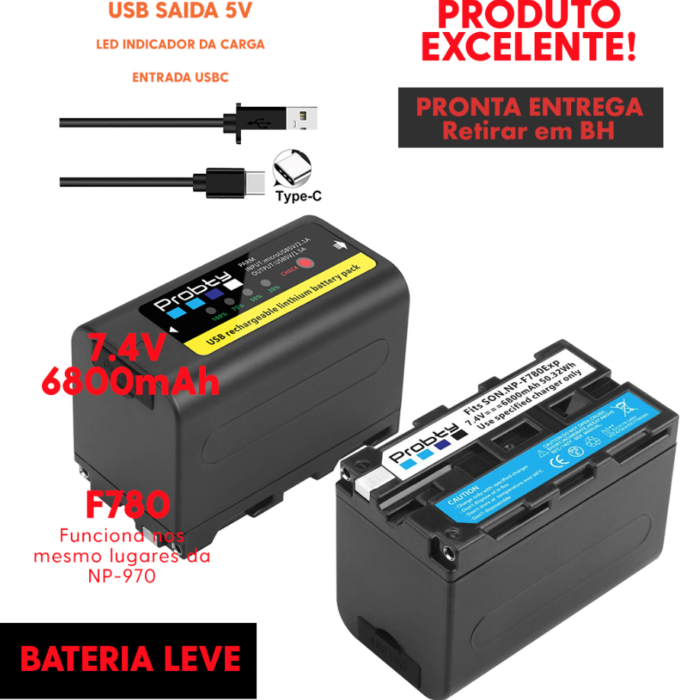 Bateria - Probty - NP F780 - 6.800mAh - COD:LND