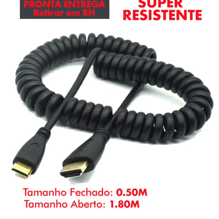 Cabo Espiral - Mini HDMI Macho Para HDMI Macho - 50cm - COD:LND