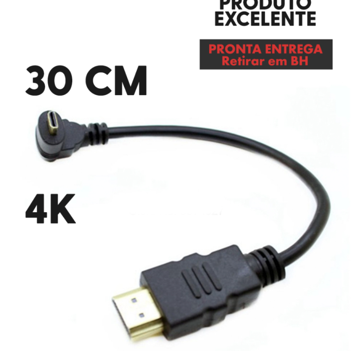 Cabo HDMI Macho para Micro HDMI Macho Curvado para Cima - 30cm - COD:LND
