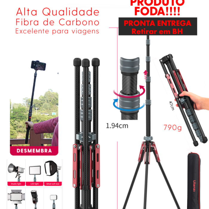 Tripé Smart - Ulanzi - Material Fibra de Carbono - MT 49 - 1,90M - COD:LND