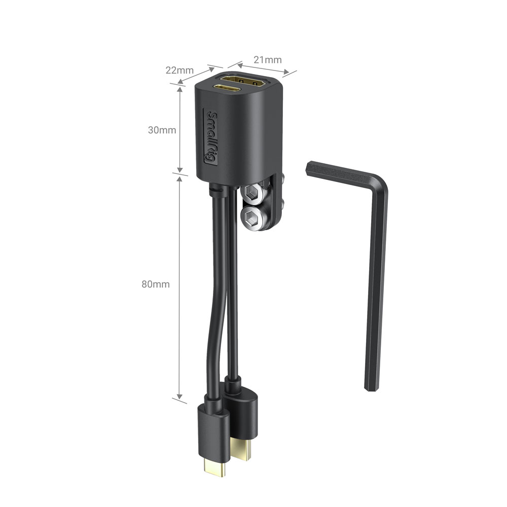 Adaptador - SmallRig - HDMI Fêmea para HDMI Macho + USB-C Fêmea para USB-C Macho - COD:LND - Imagem 2