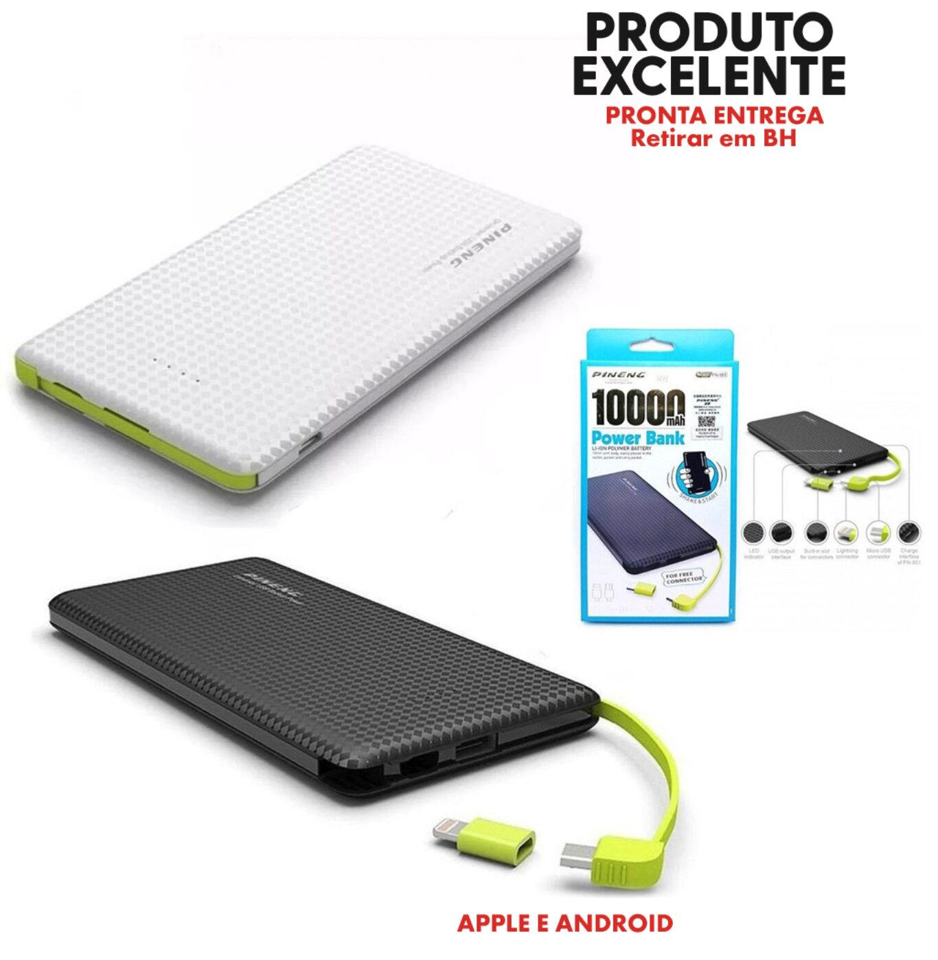 Power Bank - Pineng - 10.000mAh - (01 unidade) - COD:LNDSE - Imagem 2