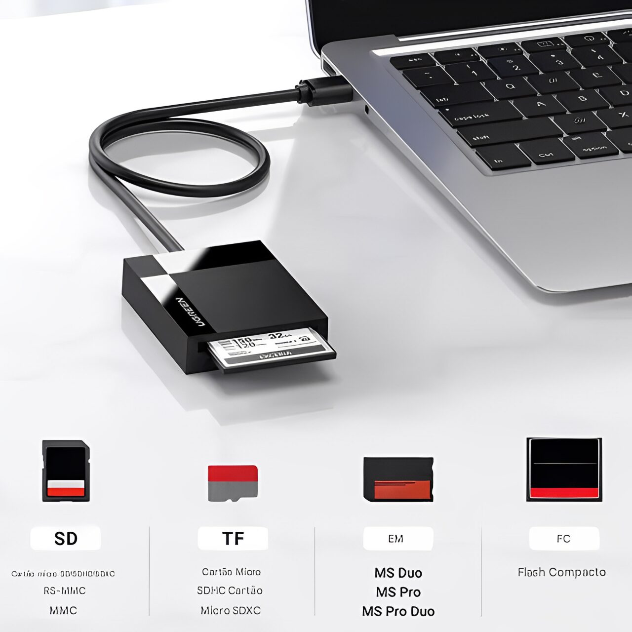 Leitor de Cartão Memória - Ugreen - 4 em 1 - USB-C - COD:LNDSE - Imagem 2