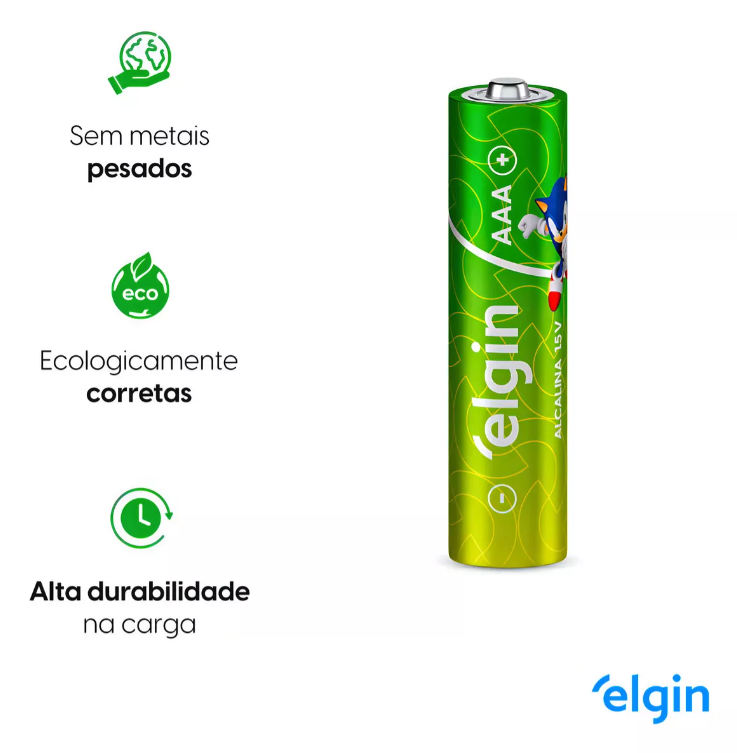 04 Pilhas Alcalinas - AAA - LR03 - 1,5v - Elgin - COD:LND - Imagem 2