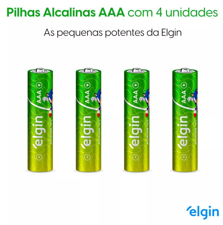 04 Pilhas Alcalinas - AAA - LR03 - 1,5v - Elgin - COD:LND - Imagem 3