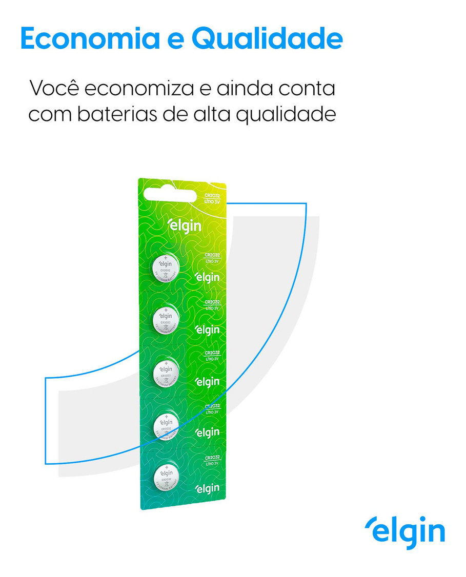 Kit com 5 Baterias Litio - 3V - CR2032 - Elgin - COD:LND - Imagem 3
