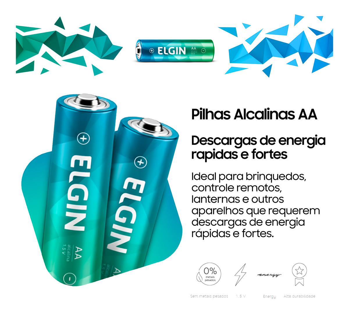 Kit com 8 - Pilhas Alcalinas - AA - LR6 Elgin - COD:LNDSE - Imagem 2