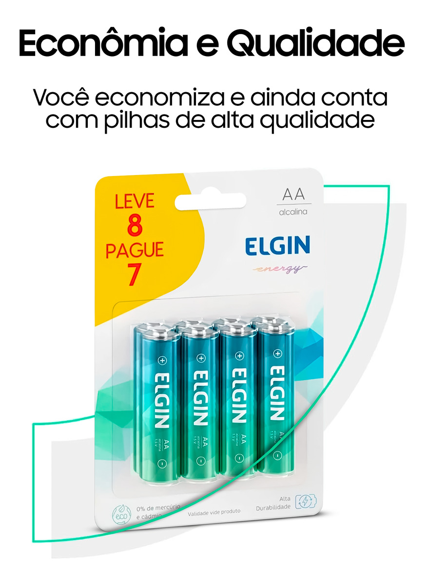 Kit com 8 - Pilhas Alcalinas - AA - LR6 Elgin - COD:LNDSE - Imagem 4