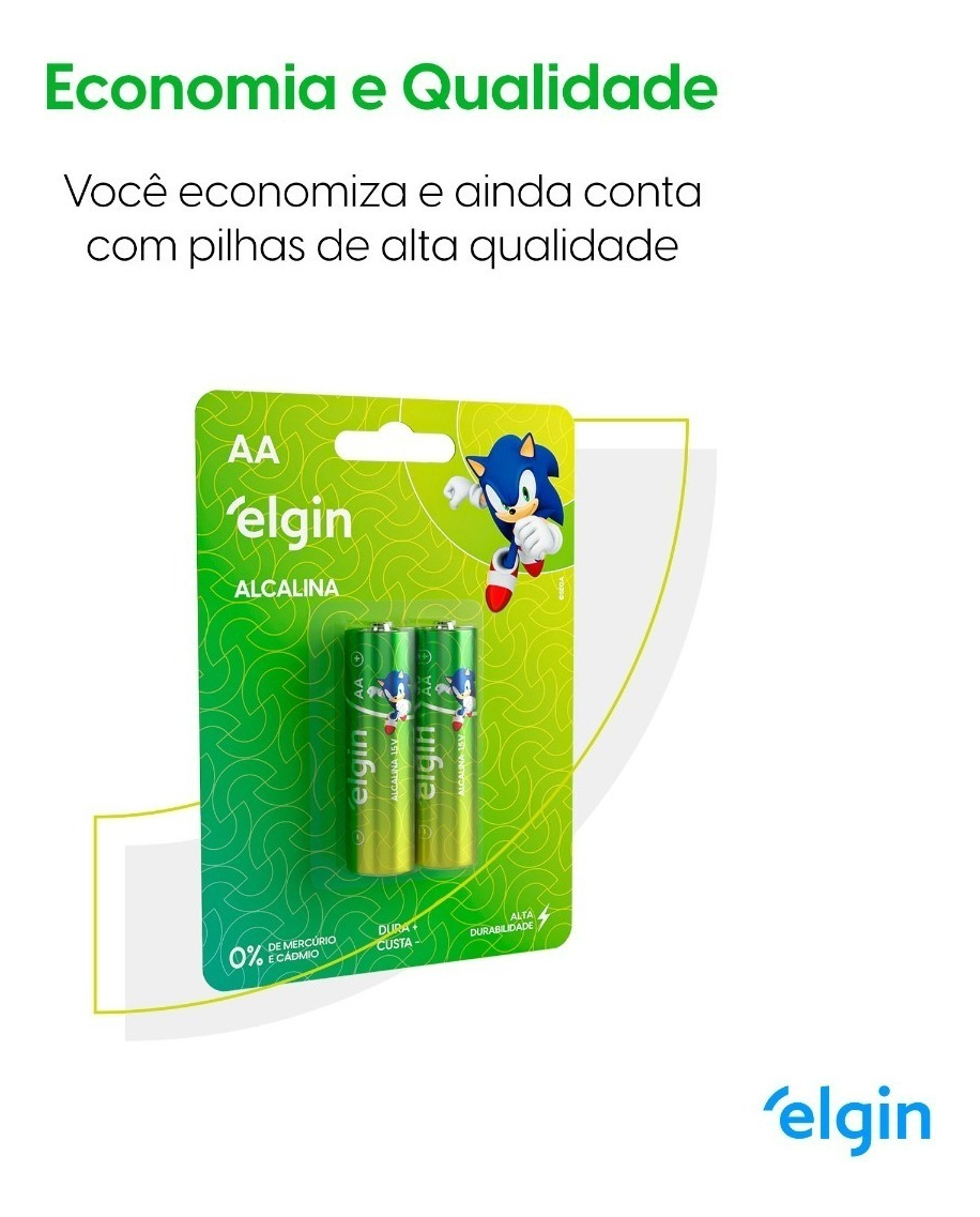 Par de Pilhas Alcalinas Elgin- AA - LR6 1,5v - COD:LND - Imagem 2