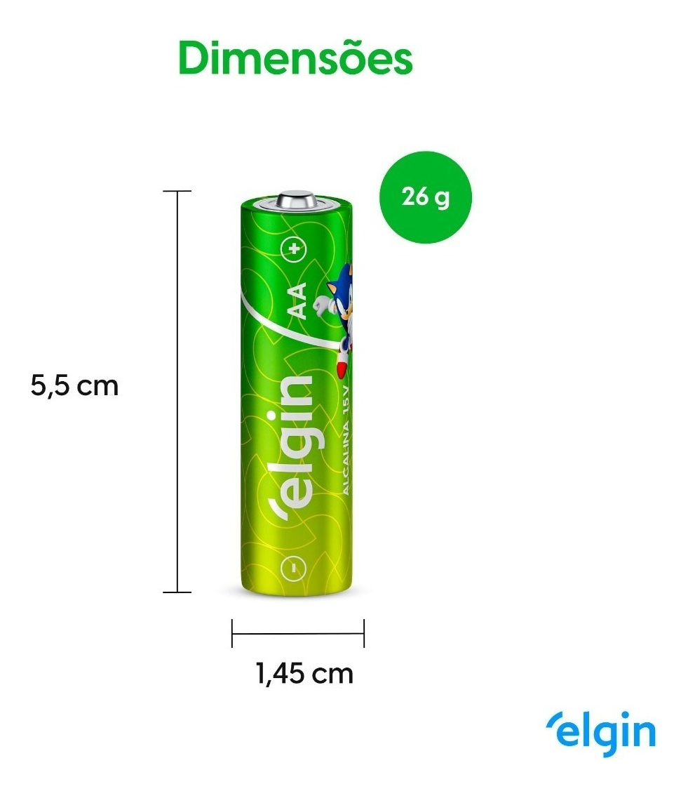 Par de Pilhas Alcalinas Elgin- AA - LR6 1,5v - COD:LND - Imagem 4