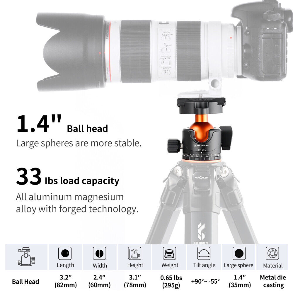 Cabeça de Tripé 360 - K&F CONCEPT - Ballhead - BH 35L (15KG) - COD:LND - Imagem 3