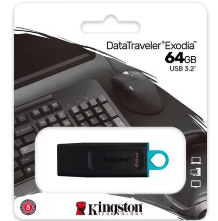 Pen Drive - Kingston - Dtx/64gb - Usb 3.2 -  Azul - Dt Exodia -  COD:LND