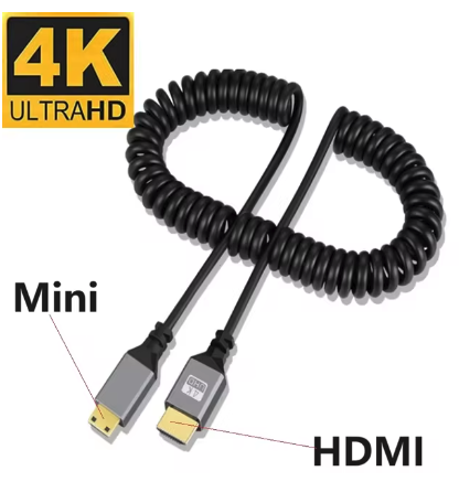 Cabo Espiral - Mini HDMI Macho Para HDMI Macho - 50cm - COD:LND