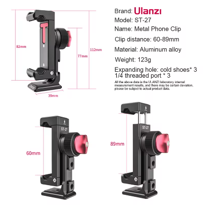 Suporte de Alumínio - Para SmartPhone/Iphone - Ulanzi - ST 27 - COD:LND - Imagem 5