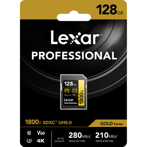 Cartão de Memória – Lexar – 128GB – Professional – V60 - 1800x – UHS-II - SDXC - COD:LNDSE