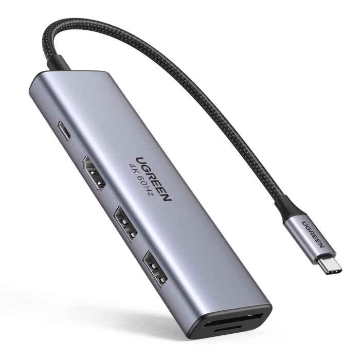 UGREEN – Hub Adaptador USB-C 9 em 1 – HDMI 4K 60Hz + DisplayPort – Cinza Z