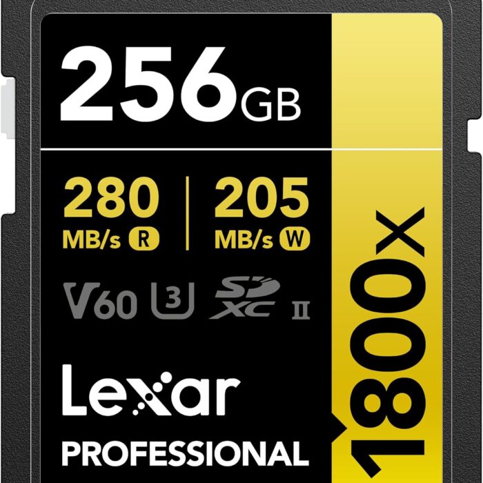 Cartão de Memória SDXC Lexar 256gb Gold V60  1800X / 280-210 MBs