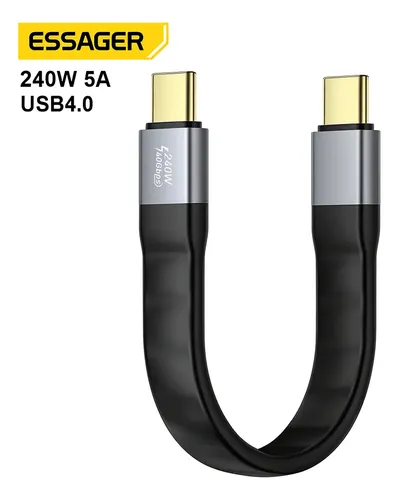 Cabo USB-C USB4 – ESSAGER – 40Gbps – 8K – 240W – 12,5cm – Z