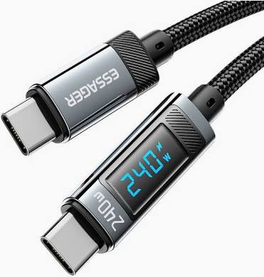 Cabo USB-C para USB-C – ESSAGER – 240W Turbo – 2m – Cinza-Escuro – Z